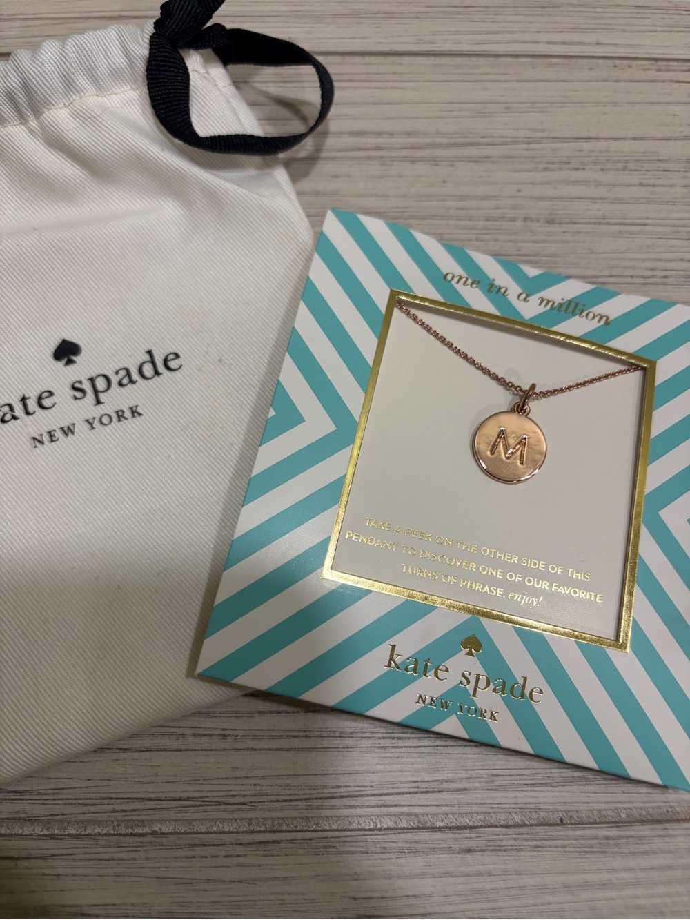 Kate Spade Rose Gold Initial M Pendant Necklace